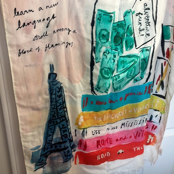 Kate Spade beige Paris theme scarf/wrap - Picture 2 of 3